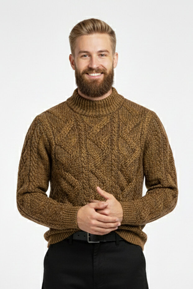 Erkek Yarım Balıkçı Yaka Kalın Kazak - 1