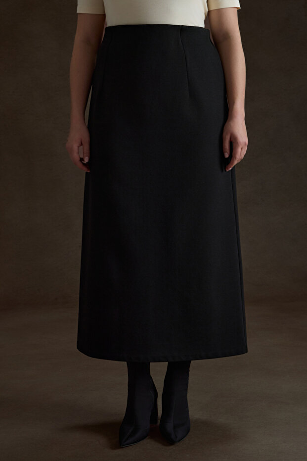 Beli Lastikli Viscon Örme Etek - 2