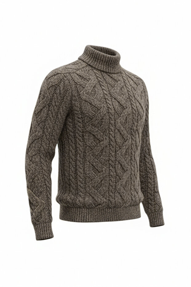 Erkek Yarım Balıkçı Yaka Kalın Kazak - 4