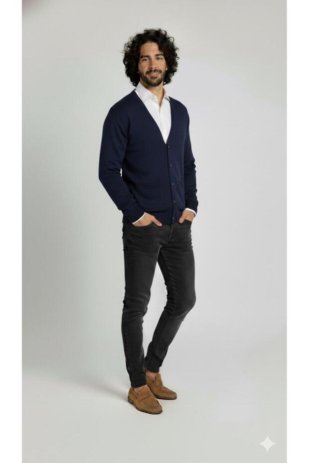 Men's Casual Thin Wool Knitwear V-Neck Buttoned Cardigan