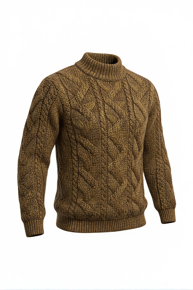 Erkek Yarım Balıkçı Yaka Kalın Kazak - 4