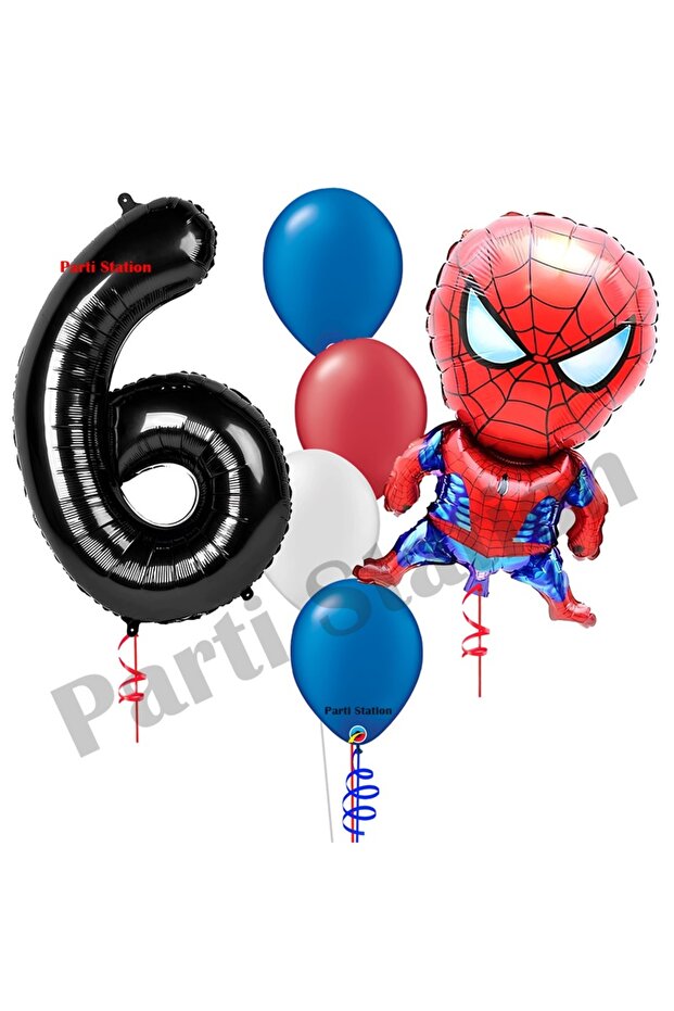 Spider-Man 6 Year Old Balloon Set Avengers Spider-Man Concept Birthday Black Number Balloon Set