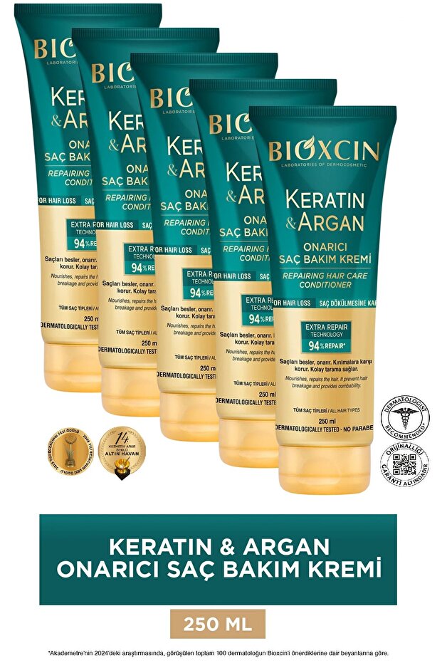 Keratin and Argan Repairing Hair Care Cream 250 ml X 5 Pieces