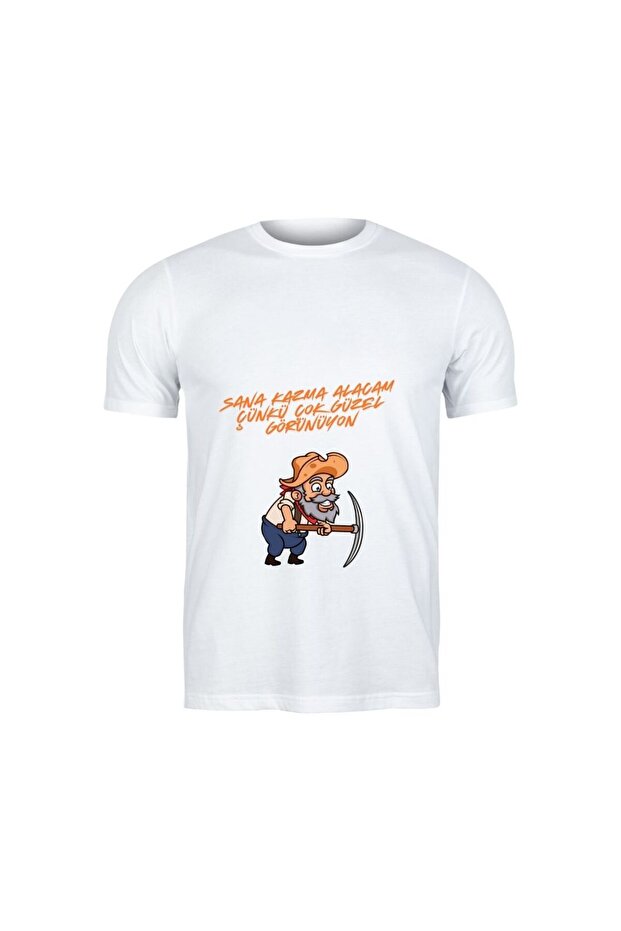 Miner Cartoon T-Shirt - "I'Ll Dig You a Hole You'Ll Look Great in It" Funny White Tee