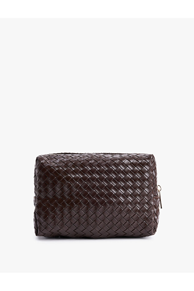 Zippered Knitted Patterned Makeup Bag