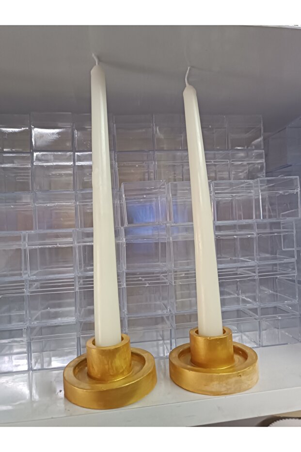 Şamdanlı Şamdan Mumlar 2 li - 2