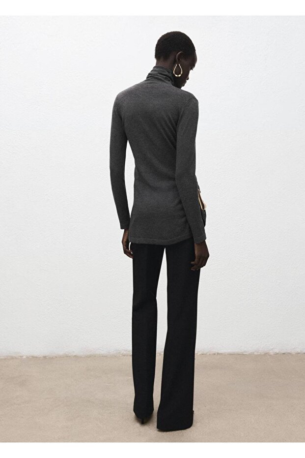 Broşlu balıkçı yaka kazak - 4