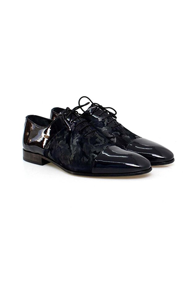 Black Color Lace-Up Genuine Leather Men's Shoes