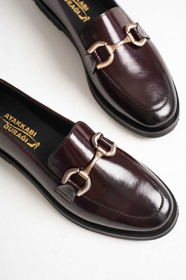 Burgundy Inside and Outside Genuine Leather Women's Loafer
