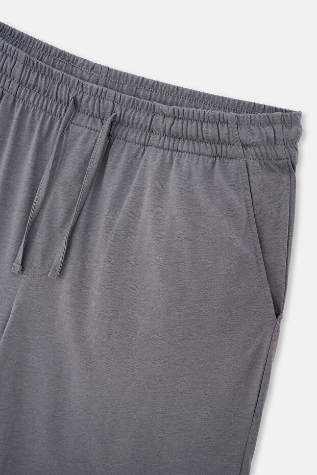 Antrasit-Siyah Pamuk Modal İkili Örme Şort - 4