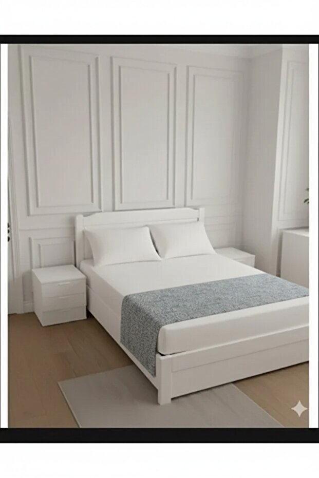 Plain White Double King Size Elastic Fitted Sheet Set (2 Pillowcases)