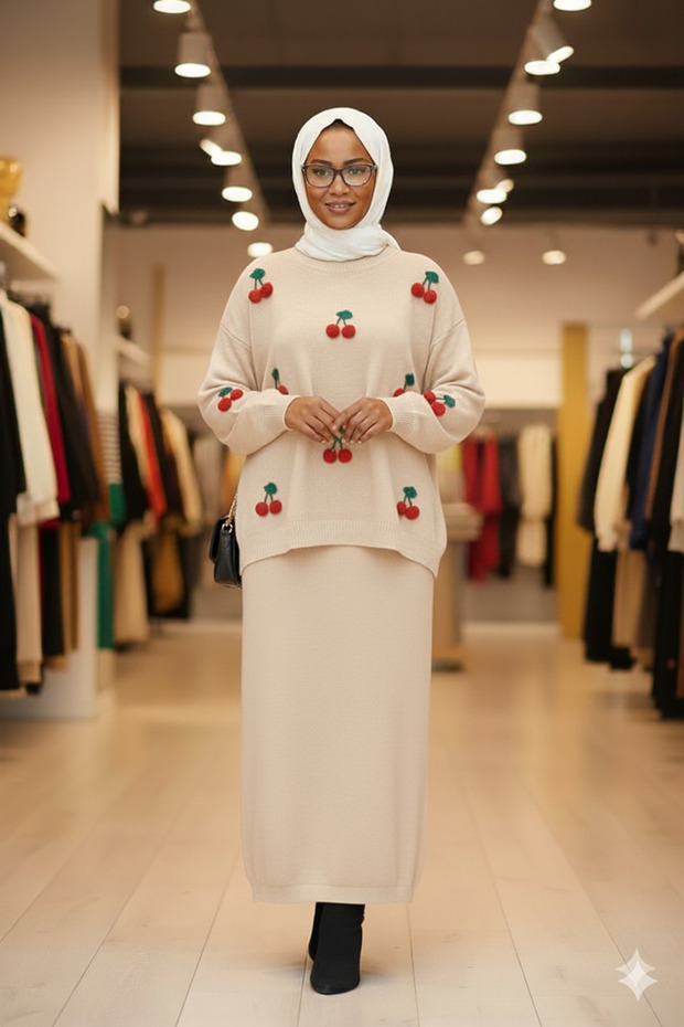 Cherry Patterned Gilet Dress