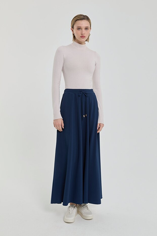 Kloş Örme Etek Lacivert - 2