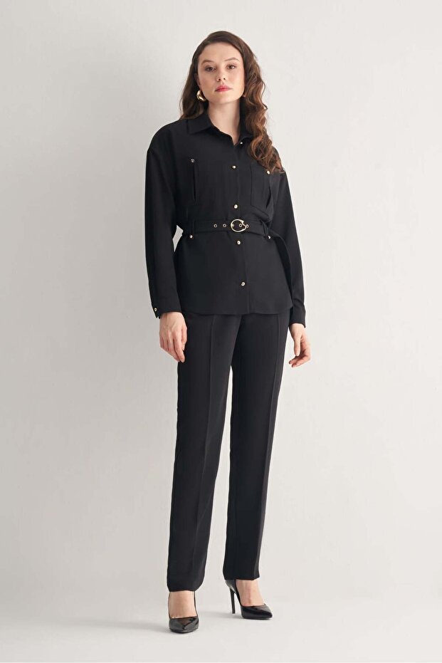 Regular Kemerli Ceket - 2