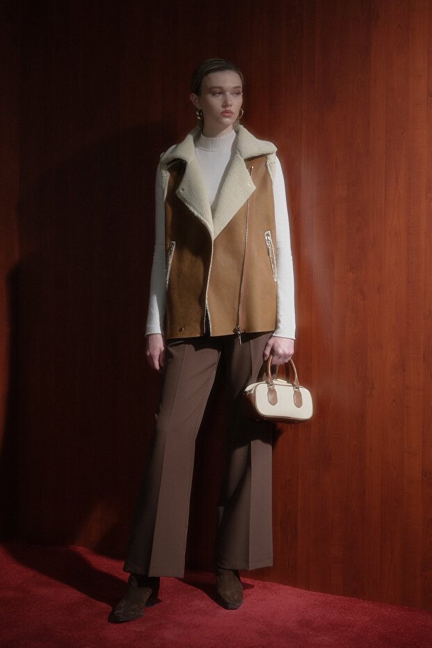 Kürk Yelek Ekru - 1