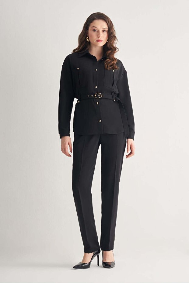 Regular Kemerli Ceket - 3