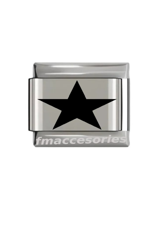 Italian Steel Bracelet Charm Silver Color Star Laser Printing Does Not Lose Color Does Not Tarnish Steel