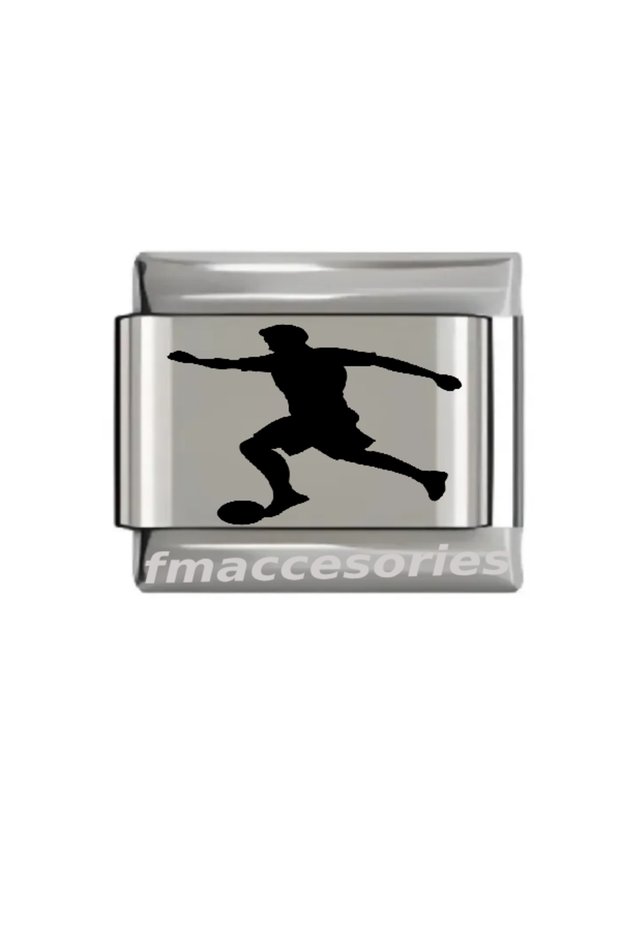 Italian Steel Bracelet Charm Silver Color Football Player Laser Printing Does Not Fade Does Not Tarnish Steel
