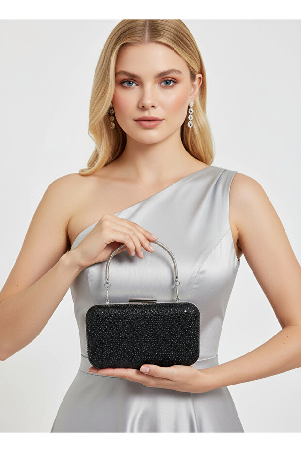 Black Color Crystal Stone Women's Evening Dress Bag