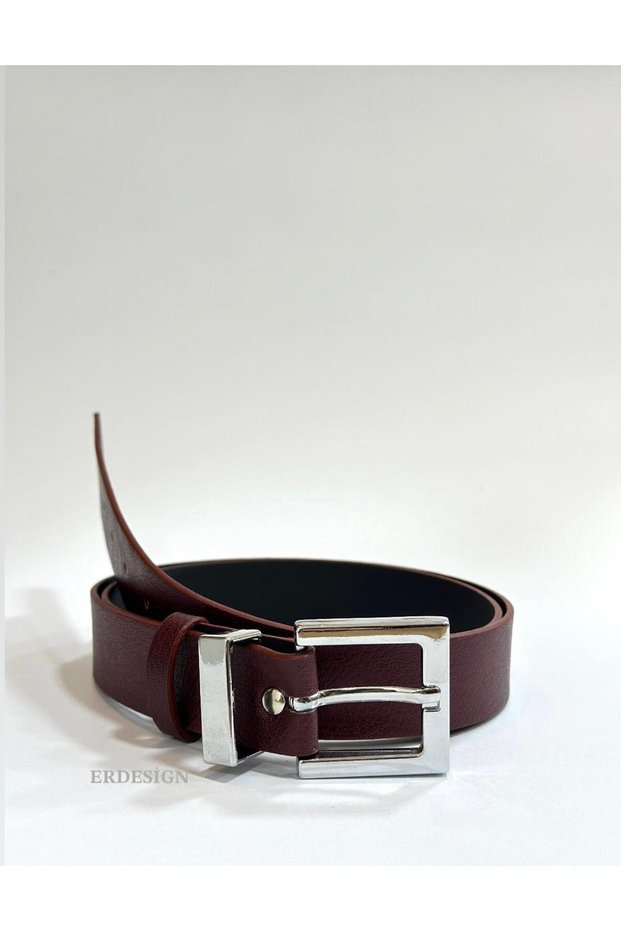 Women's Belt Burgundy Belt Skirt Belt Pants Belt Burgundy Belt with Silver Buckle