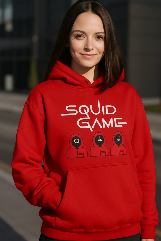 Unisex Hooded 3 Thread Ş Fleece-Lined Kangaroo Pocket Player Masked B Printed Hoodie