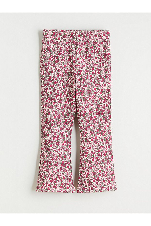 Özmarka New Season Elastic Waist Floral Flared Girls' Leggings