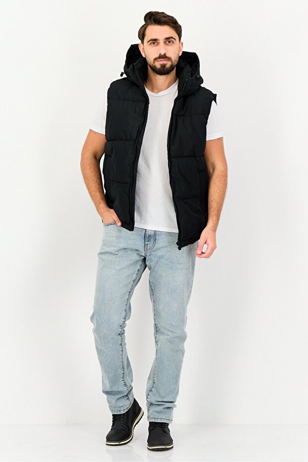 جاكيت رجالي منتفخ بدون أكمام، أسود - 3