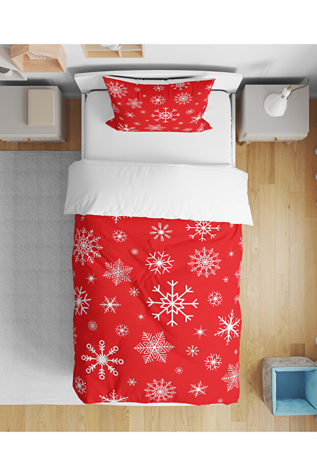 Snowflake Winter Themed 3D Digital Printed Single Person Christmas Duvet Cover Set Sleeping Set