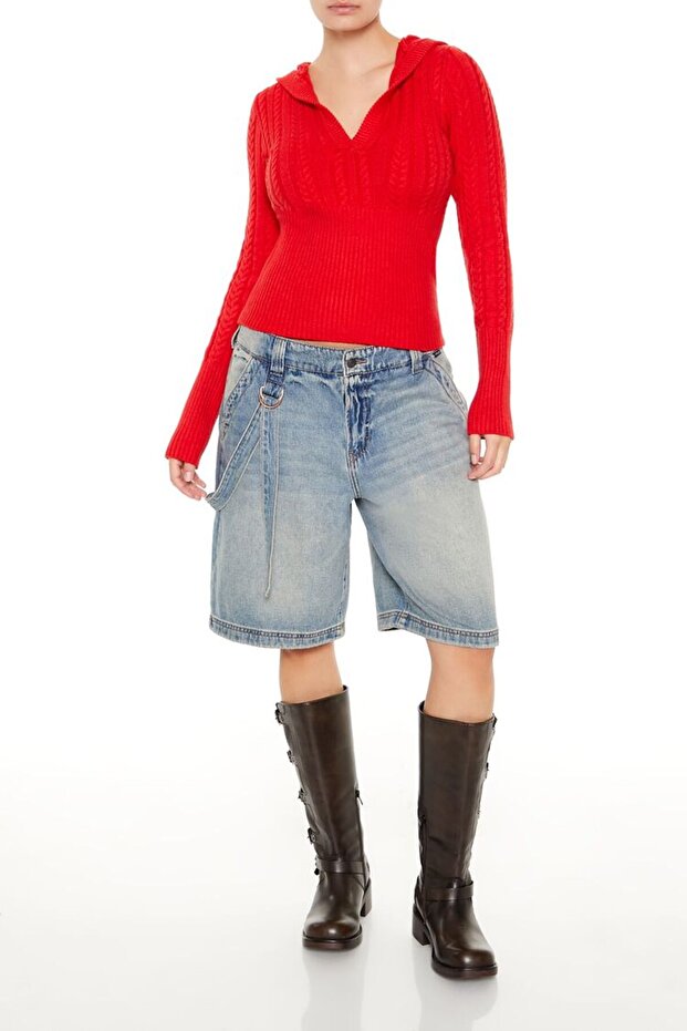 Kapüşonlu Örgü Kazak - 2