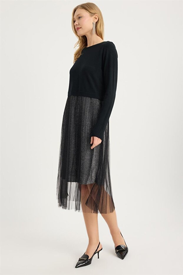 Triko Tül Elbise - 2