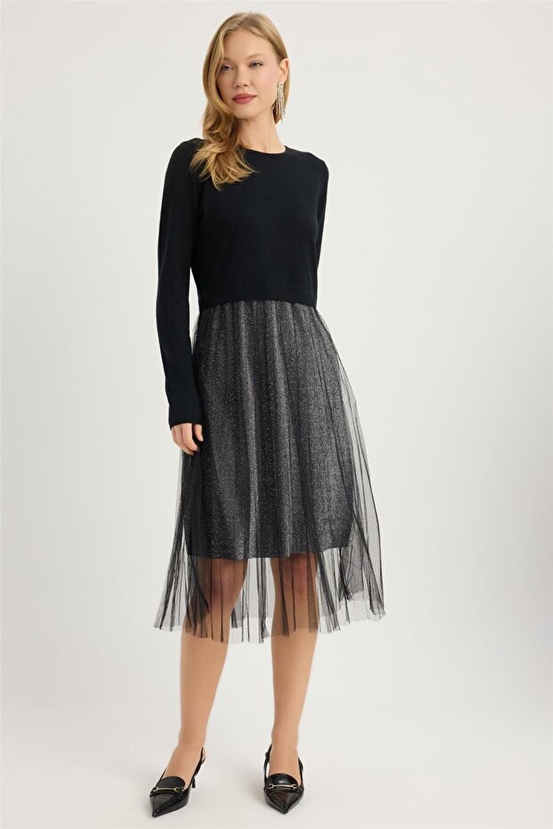 Triko Tül Elbise - 1