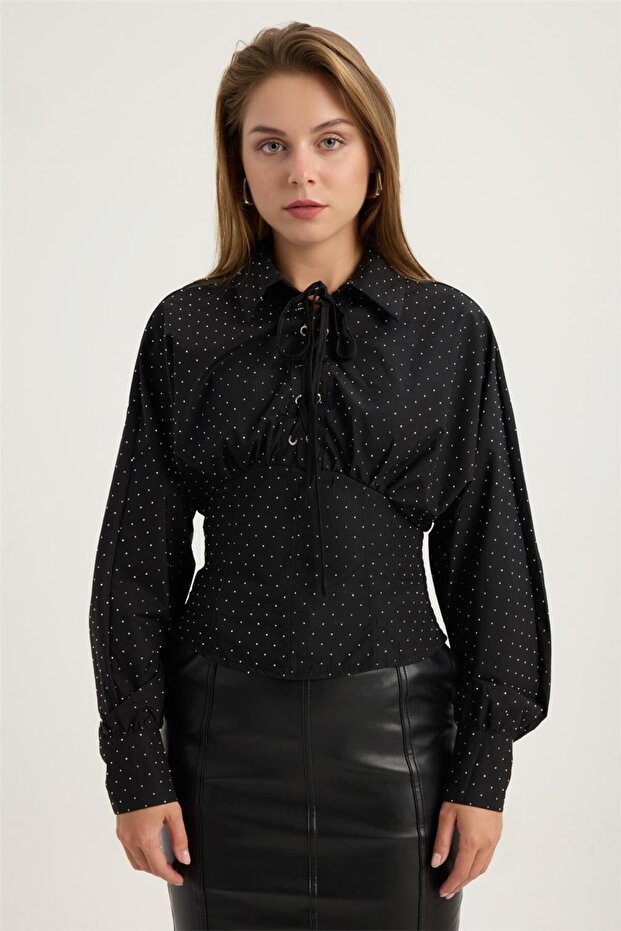 Gömlek Yaka Bluz - 1