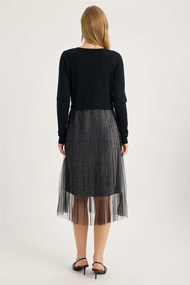 Triko Tül Elbise - 5