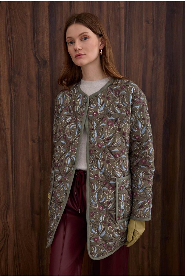 Patterned Quilted Jacket Carnation Pattern