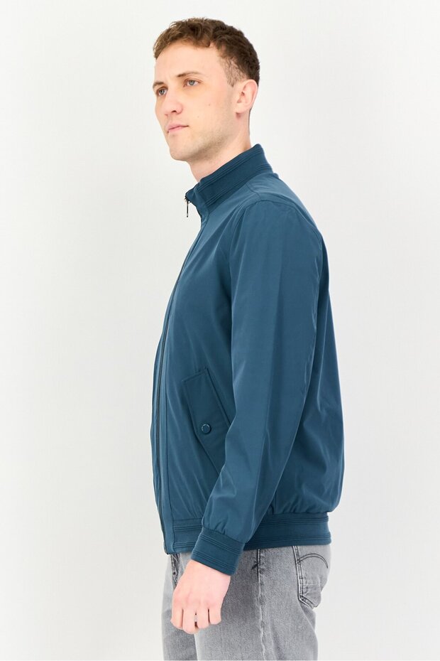 جاكيت بومبر رجالي سادة، أخضر مزرق - 2