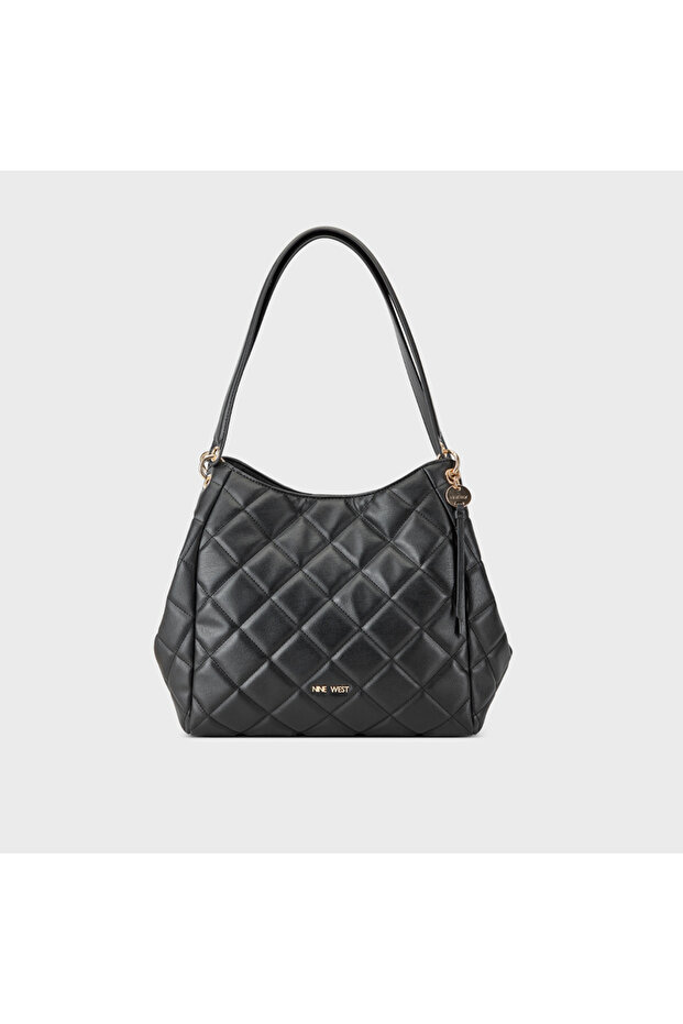 Quilted Top Handle Shoulder Bag with Magnetic Closure