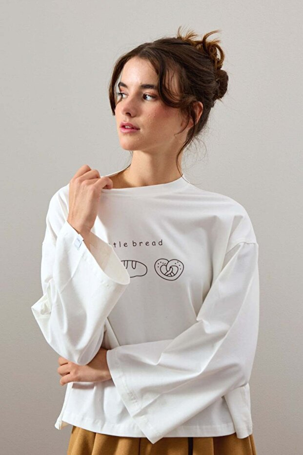 Ekru Little Bread Baskılı Basic Body - 3