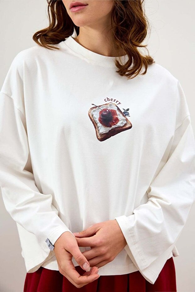 Ekru Reçel Baskılı Basic Body - 3