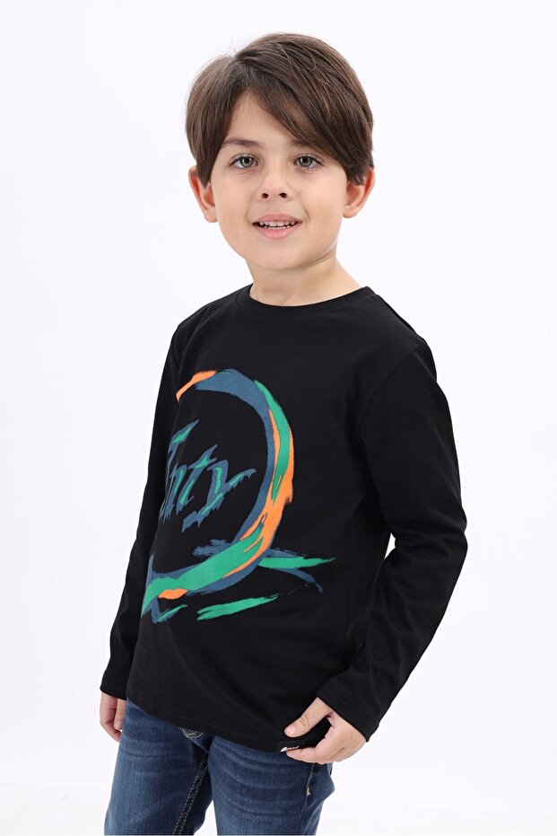 Boy's Printed Crew Neck Long Sleeve T-Shirt