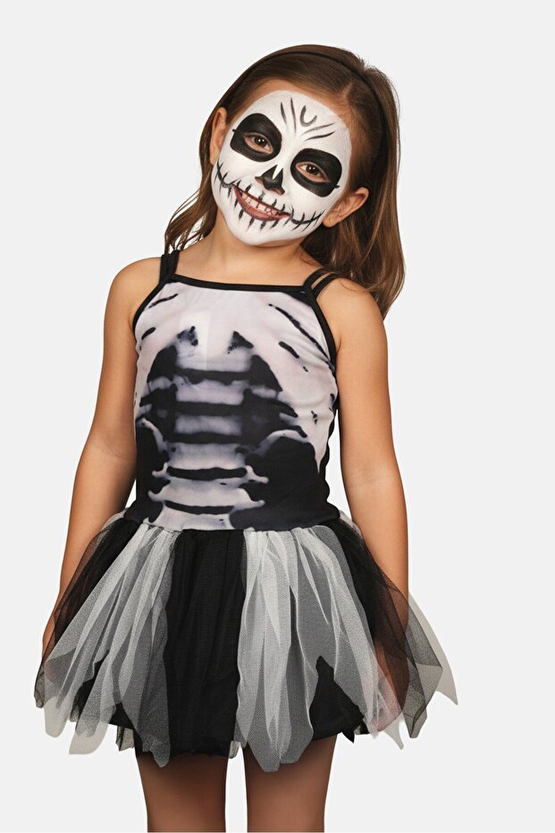 Kids Girl Skeleton Tutu Costume, Multicolor