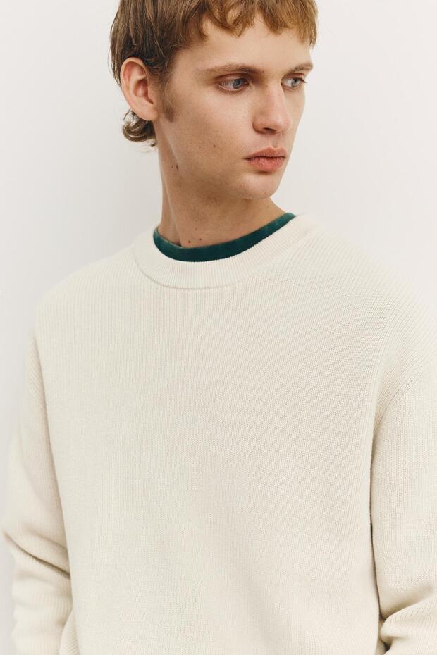 Bisiklet yaka dokulu süveter - 4