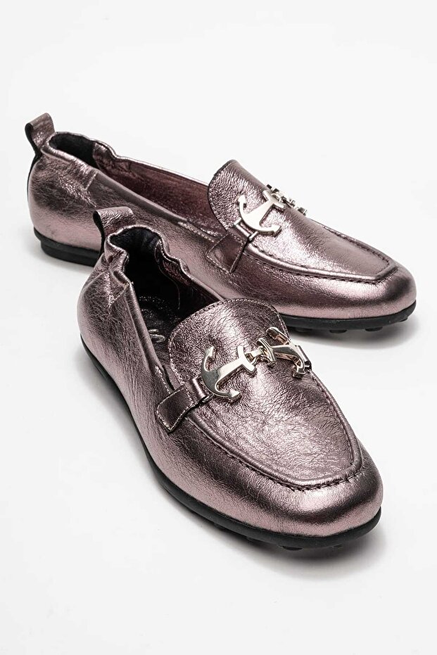 Women's Genuine Leather Loafers Casual Shoes with Elastic Back, Bronze Mariner Color-Match Leather Lining