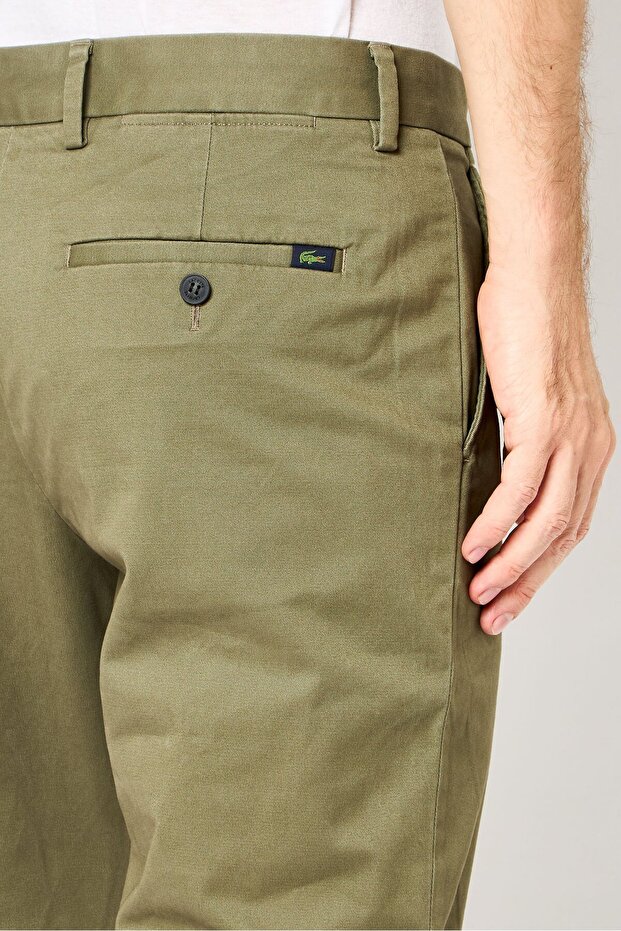 Men Regular Fit Solid Cropped Pants, Olive - 3