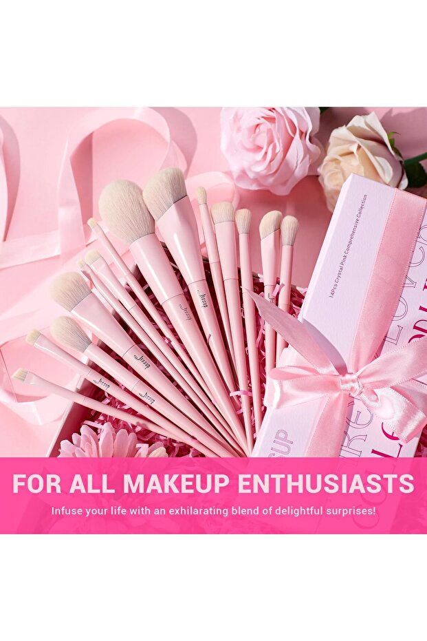 Pink Makeup Brushes Set 14Pcs - 6