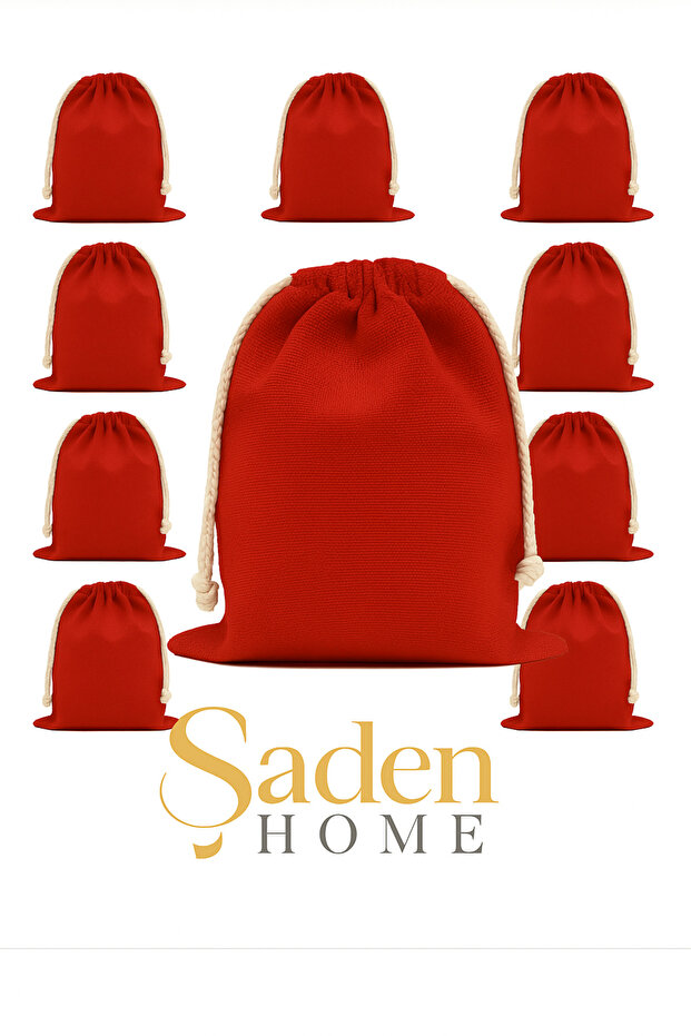 10 Pieces Red Raw Cloth Pouch-Bag-Organizer-Storeger- Storage Pouch with Drawstring