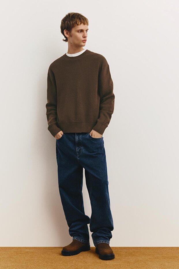 Bisiklet yaka dokulu süveter - 2