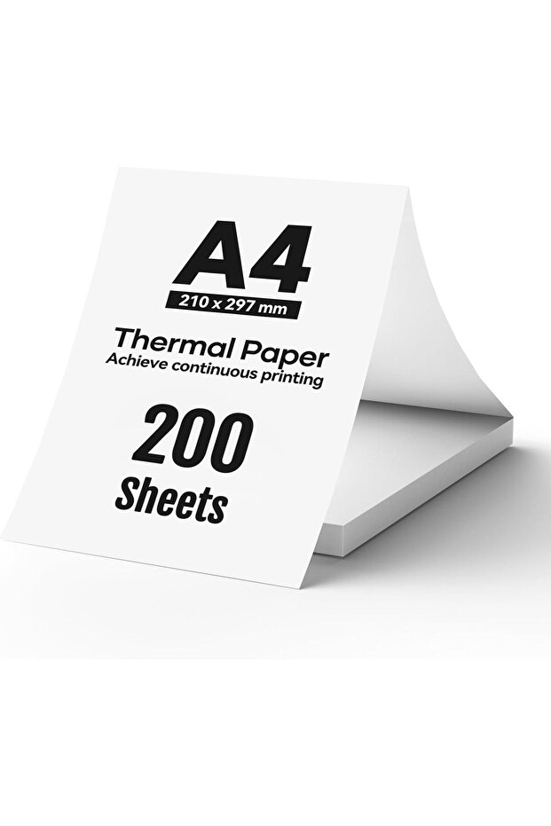 A4 Thermal Paper - 210 x 297 mm Continuous Printing Paper (200 Sheets)