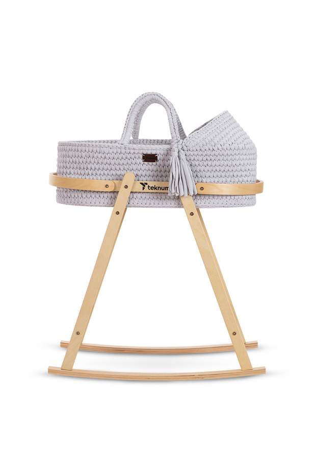 Moses Rope Basket with Stand - Grey