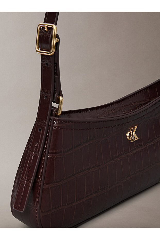 Small Croc-Effect Shoulder Bag - 5