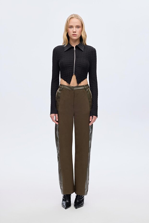 Fermuar Detaylı Örme Bluz - 2